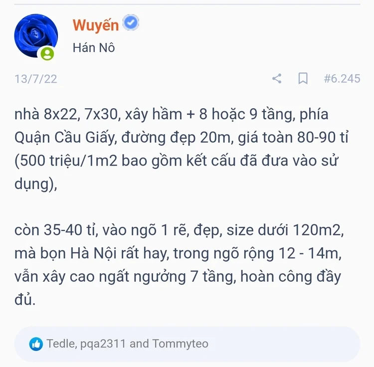 Giá Nhà Thổ cư Hà Nội