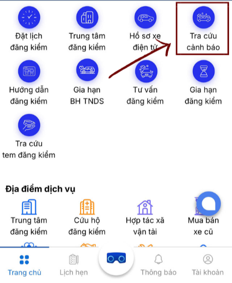 Tra cứu cảnh báo phạt nguội trên ứng dụng đặt lịch đăng kiểm thế nào?