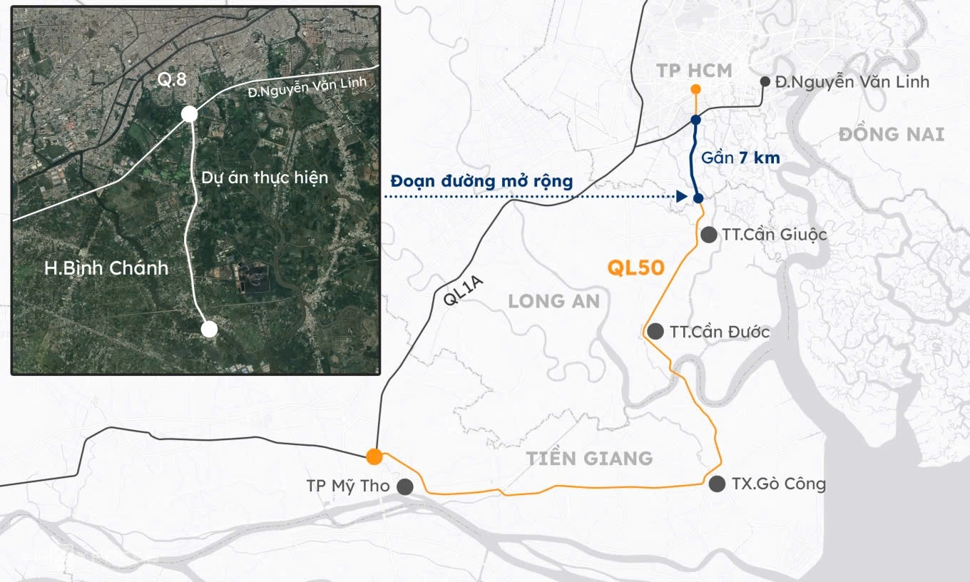 Quốc lộ nối TP HCM - Long An sắp hoàn thành mở rộng