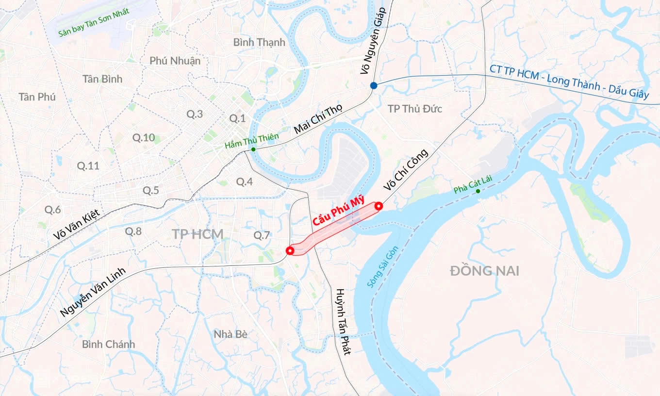 TP HCM tổ chức lại giao thông trên cầu Phú Mỹ