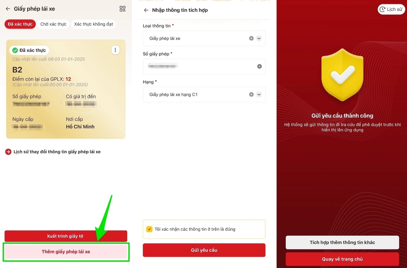 Các bước thêm bằng lái trên VNeID khi ứng dụng không tự cập nhật