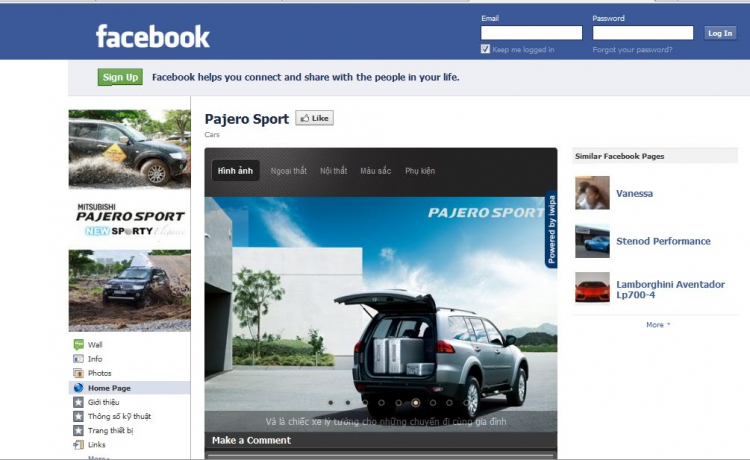 Hãy cùng "Like" Facebook của Pajero Sport nhé các bác