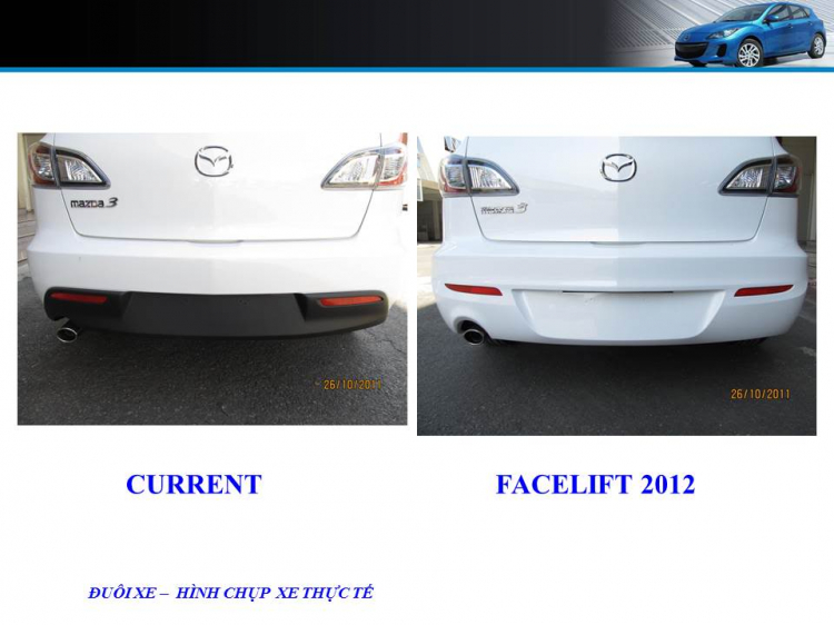 Những điểm khác nhau cơ bản giữa Mazda 2011 và mazda 3 FL 2012