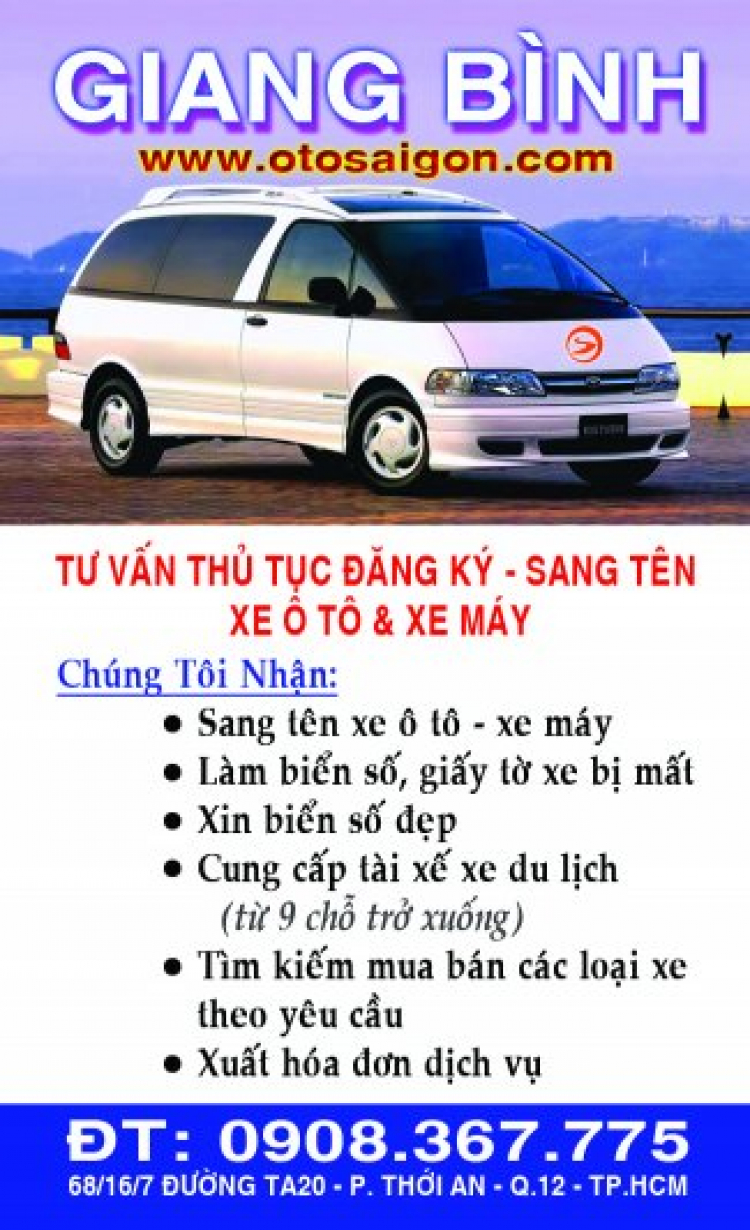 Hướng Dẫn thủ tục Sang Tên xe tại TPHCM