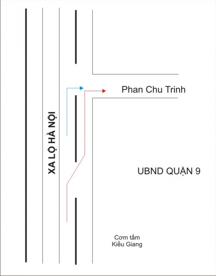 xxx phạt lỗi sai lane ở Xa lộ Hà Nội (đoạn trước UBND Quận 9)