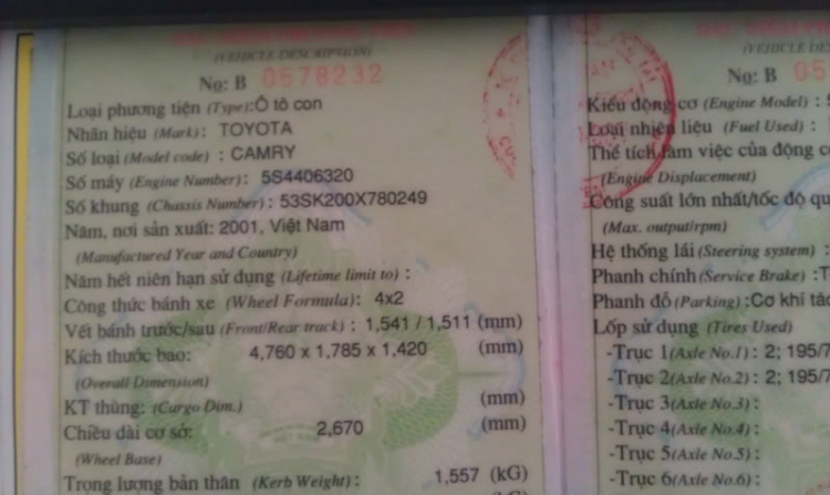 Xin tư vấn về xe Camry 2.2 2002