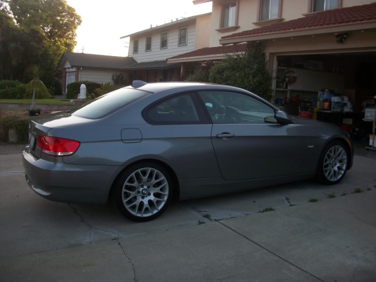 My baby in the U.S. 328i coupe E92, sport package, update hih moi tint,trunk and roof wing