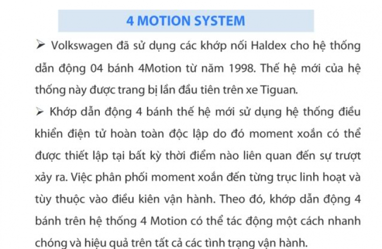 Hệ thống 4 Motion của Tiguan và nguyên lý hoạt động