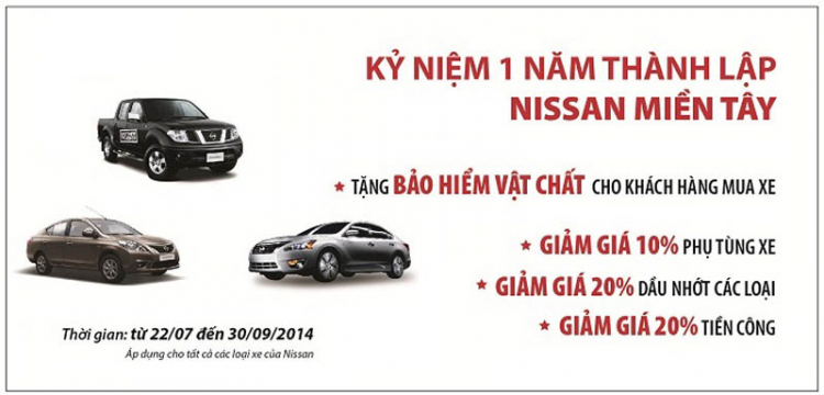 Nissan miền Tây khuyến mãi kỷ niệm 1 năm thành lập