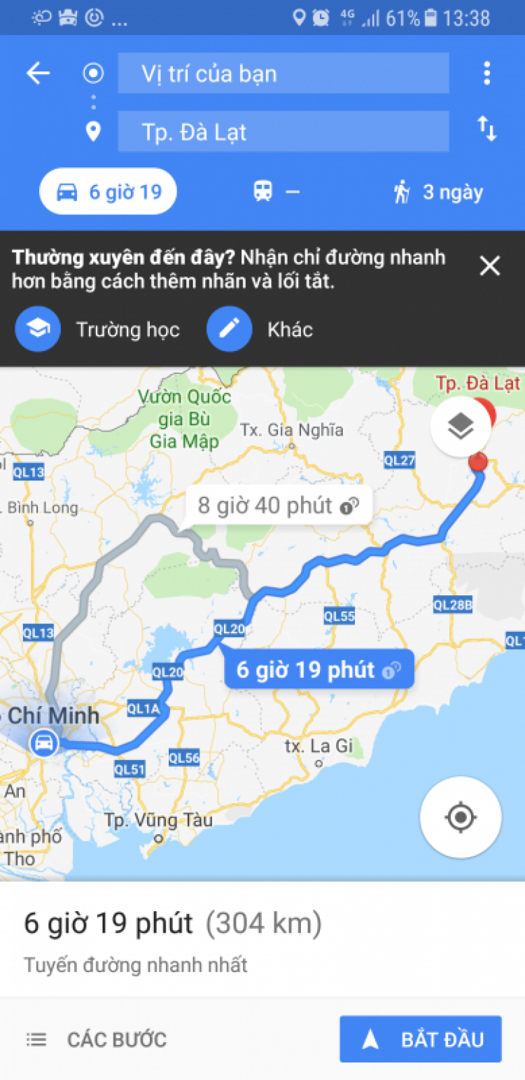 Đường đi Đà Lạt