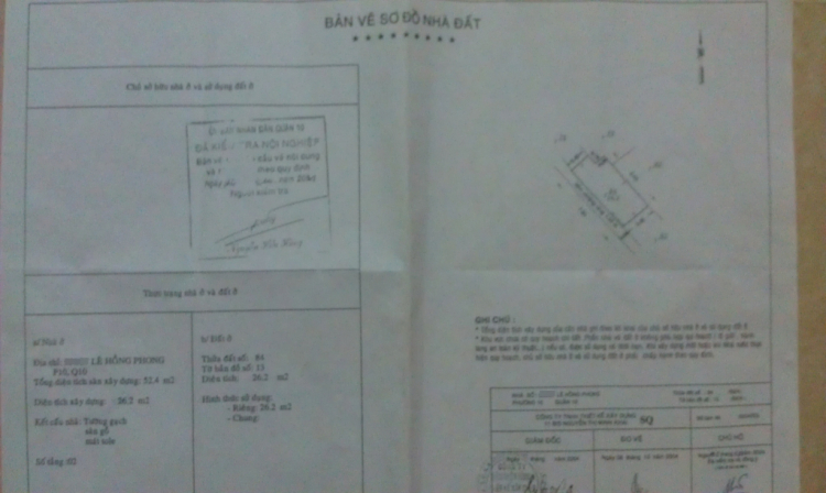 Cách làm sổ hồng, khi mua bán nhà tại Đường Lê Hồng Phong, P.10, Q.10!