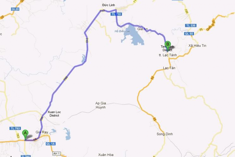 Xin tư vấn đường đi Tánh Linh - Bình Thuận