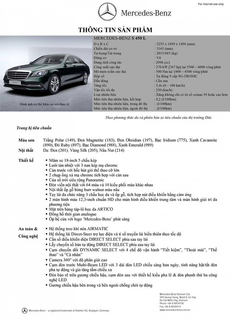 Mercedes-Benz S-Class 2018 có giá từ 4,2 tỷ đồng tại Việt Nam. Mercedes-Benz S-Class 2018 có giá từ 4,2 tỷ đồng tại Việt Nam.