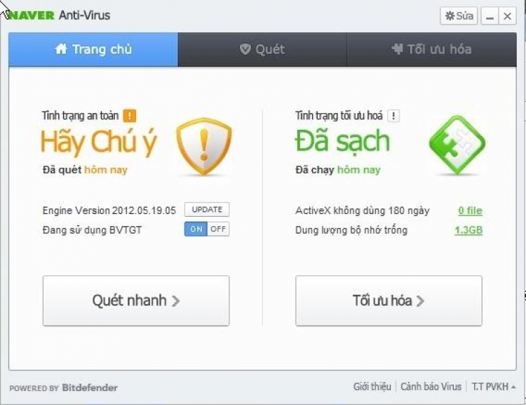 Download Naver Anti-virus- Phần mềm bản quyền Miễn phí - Hỗ trợ Từ Bitdefender