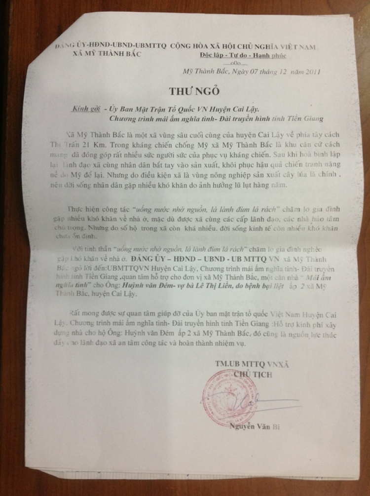 Một gia đình khó khăn ở Cai Lậy - Tiền Giang rất cần sự giúp đỡ Một gia đình khó khăn ở Cai Lậy - Tiền Giang rất cần sự giúp đỡ