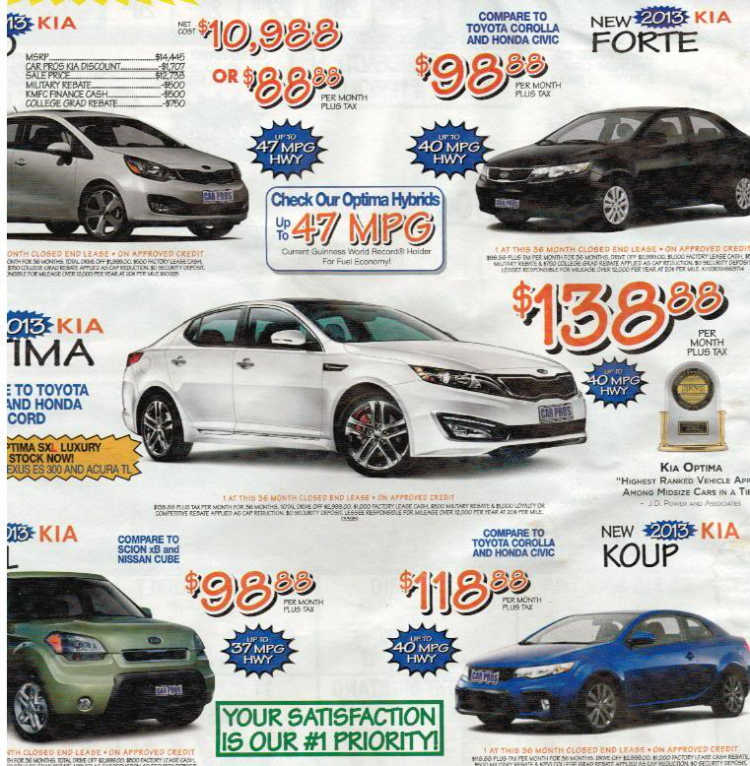 Giá xe KIA OPTIMA 2013 thuê trả góp 138 USD/tháng ....