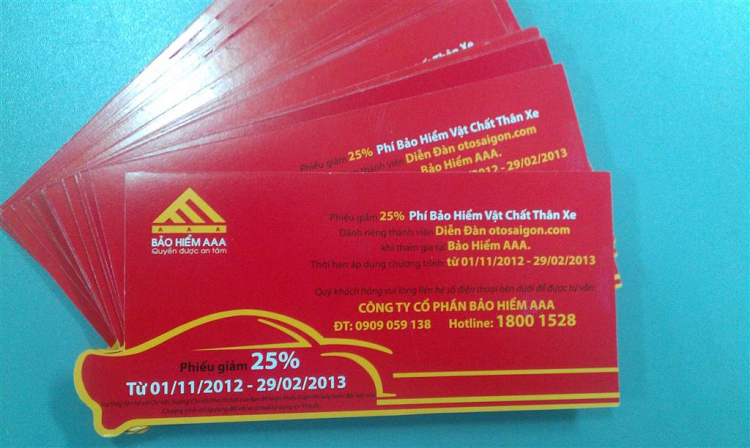 Phiếu giảm giá 25% khi mua bảo hiểm AAA - dành cho chi hội GMFC