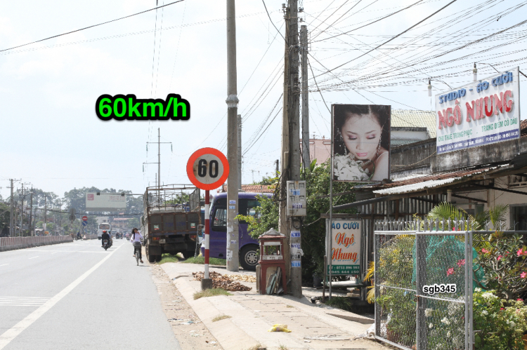Vị trí tất cả biển báo tốc độ trên QL1A, đoạn từ Tp HCM đến Trung Lương