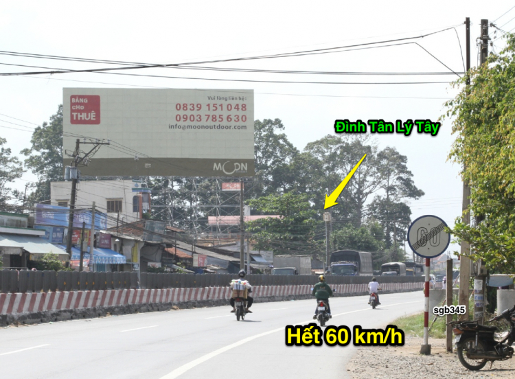 Vị trí tất cả biển báo tốc độ trên QL1A, đoạn từ Tp HCM đến Trung Lương
