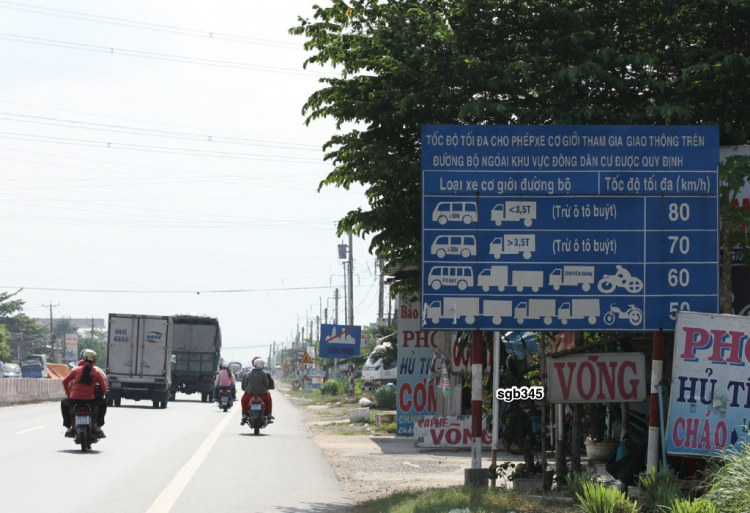 Vị trí tất cả biển báo tốc độ trên QL1A, đoạn từ Tp HCM đến Trung Lương