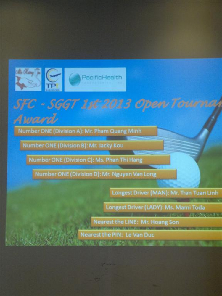 SFC - SGGT GOLF 1st OPEN TOURNAMENT 2013 !!! SFC - SGGT GOLF 1st OPEN TOURNAMENT 2013 !!!