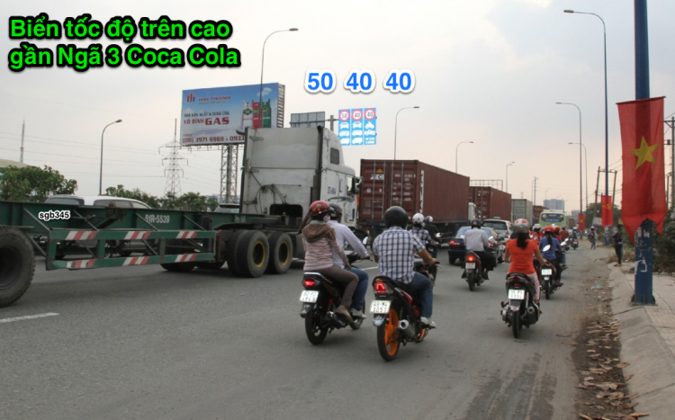 Biển báo tốc độ trên toàn Xa lộ Hà nội, địa phận Tp HCM