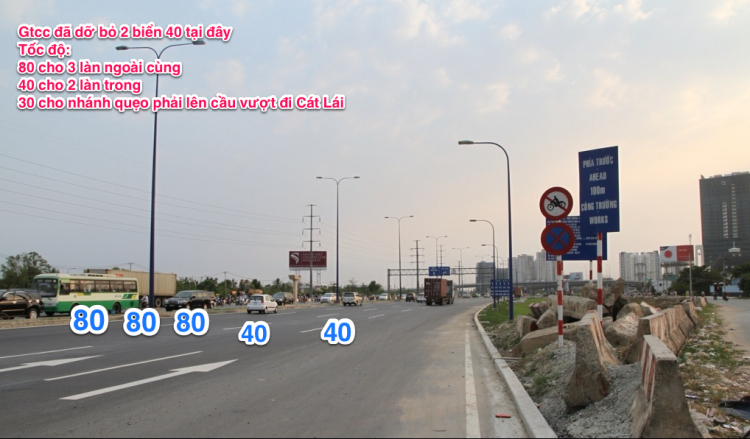 Biển báo tốc độ trên toàn Xa lộ Hà nội, địa phận Tp HCM