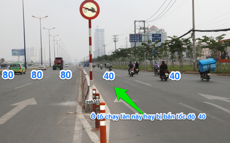 Biển báo tốc độ trên toàn Xa lộ Hà nội, địa phận Tp HCM