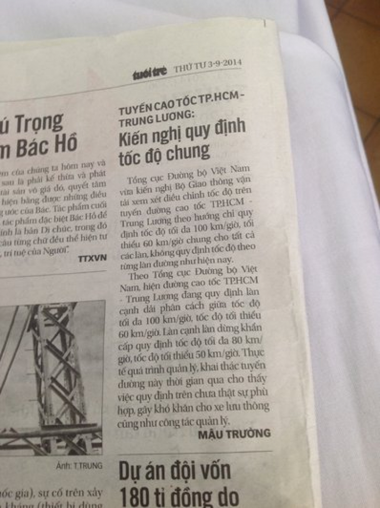 Cao tốc Trung Lương sao không cho 100km cả 2 lane?