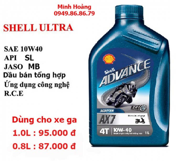 Dầu nhớt Motul , Mobil1 , Shell , CastroL , BP cho ngựa sắt yêu dấu kể cả ngựa xích thố