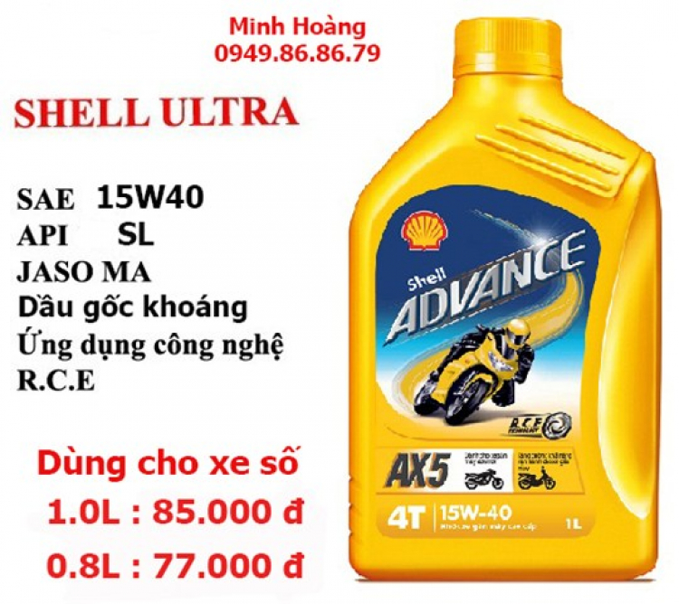 Dầu nhớt Motul , Mobil1 , Shell , CastroL , BP cho ngựa sắt yêu dấu kể cả ngựa xích thố