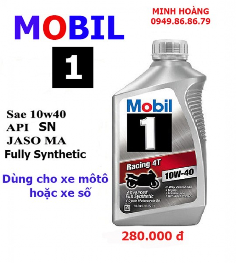 Dầu nhớt Motul , Mobil1 , Shell , CastroL , BP cho ngựa sắt yêu dấu kể cả ngựa xích thố