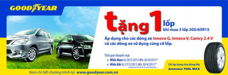 Goodyear  khuyến mại  Mua 3 lốp  205/65 R15  Assurance Fuel Max  tặng 1 lốp