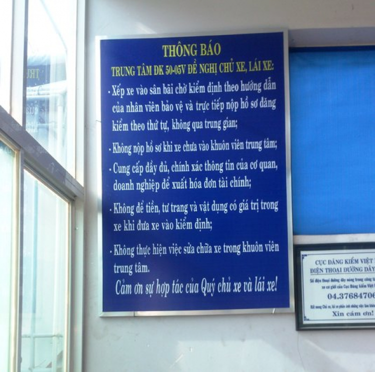 Các Bác lưu ý khi đăng kiểm tại số 1A Hồng Hà