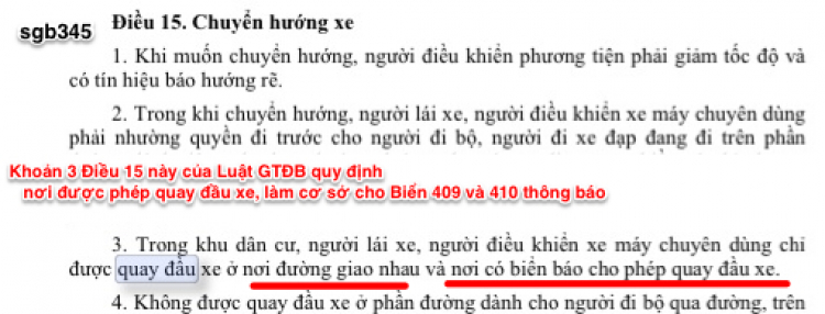 Các xe đi thẳng tại nơi có biển chỉ dẫn "Nơi quay đầu xe" có phạm luật hay không?