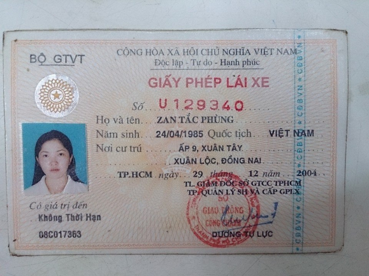 Nhặt được bằng lái, giấy tờ ZAN TẮC PHÙNG. Đã trả lại cho người mất!