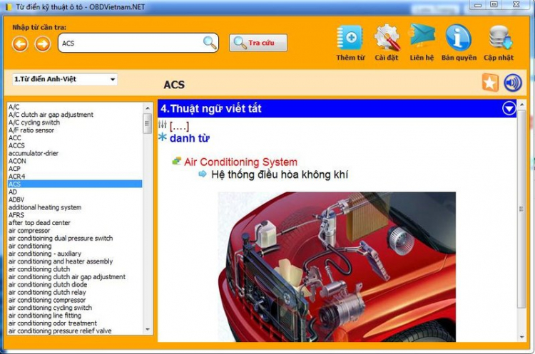 Phần mềm từ điển kỹ thuật ô tô
