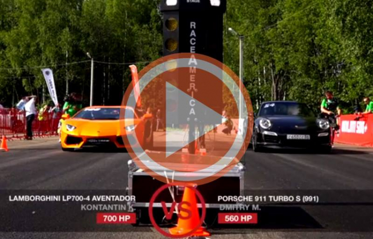 [Video] Lamborghini Aventador đua drag với Porsche 911 turbo S