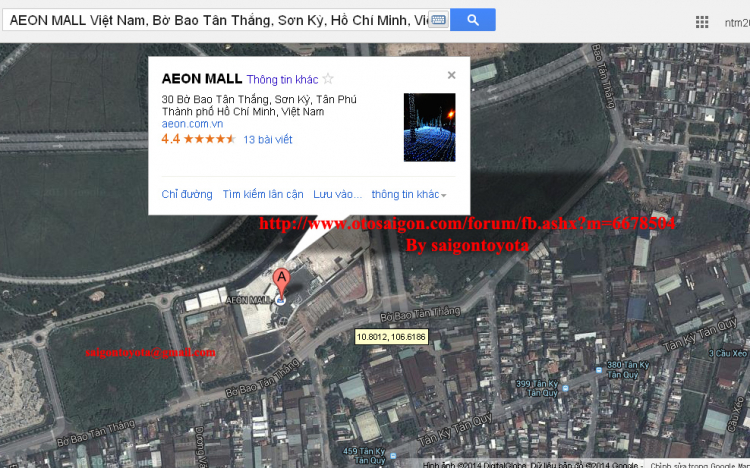 hỏi đường đến AEON MALL (Q. Tân Phú)