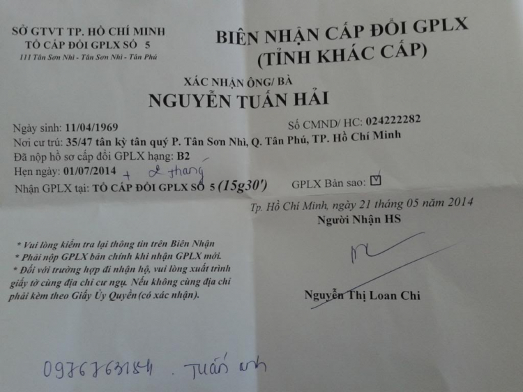 Đổi GPLX tại trường dạy lái xe Tiến Bộ - 111 Tân Sơn Nhì, Tân Phú, Tp HCM