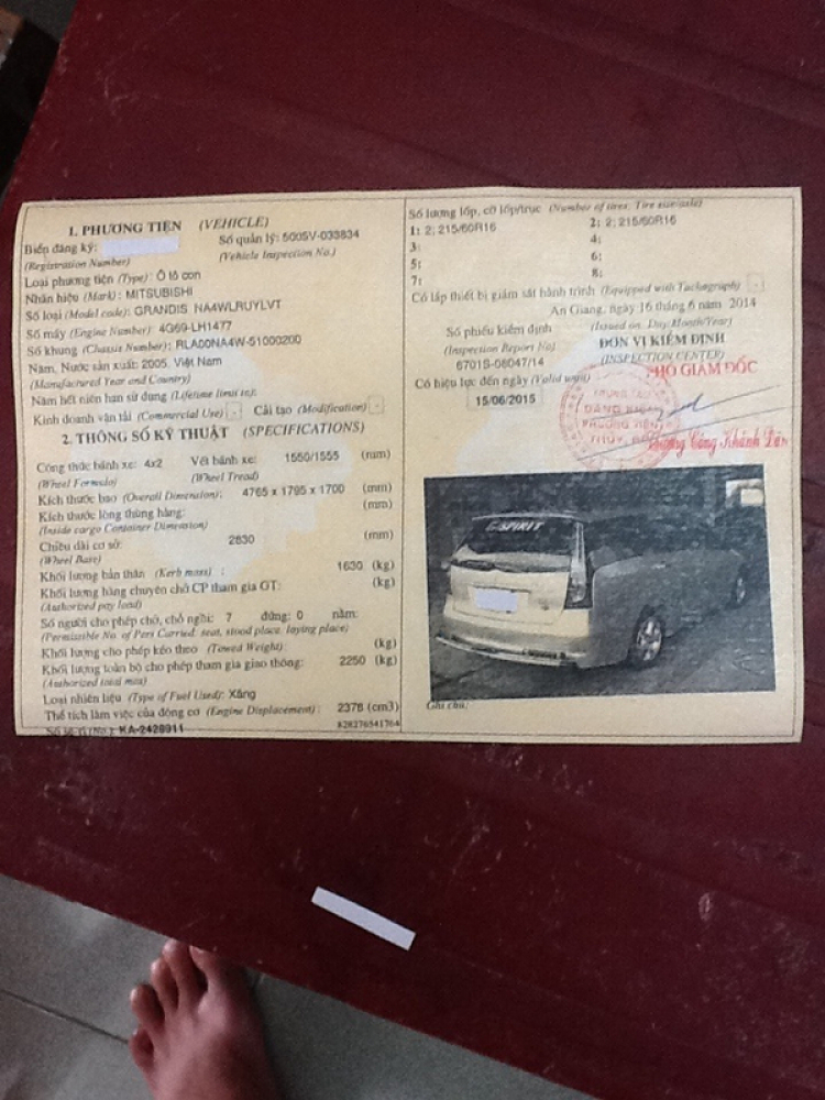 Đăng kiểm được  1 năm chính thức có hiệu lực 16/06/2014