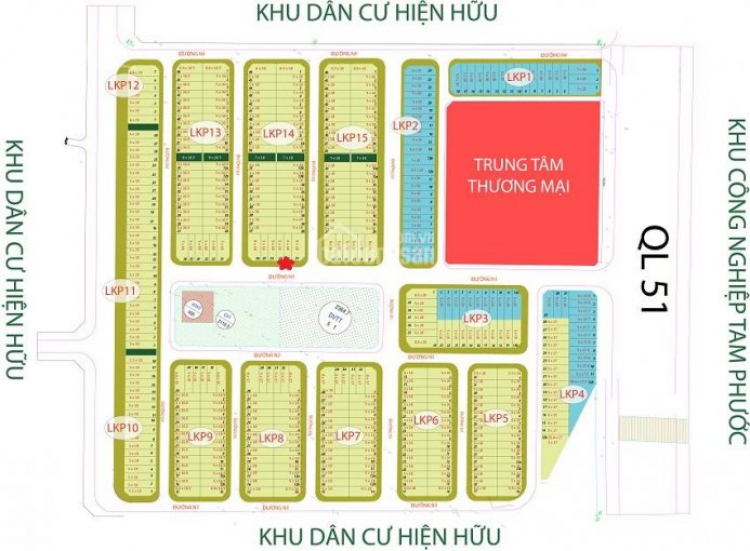 Bán đất nền KDC thương mại Phước Thái , mặt tiền QL51 , Biên Hòa , sổ đỏ riêng .