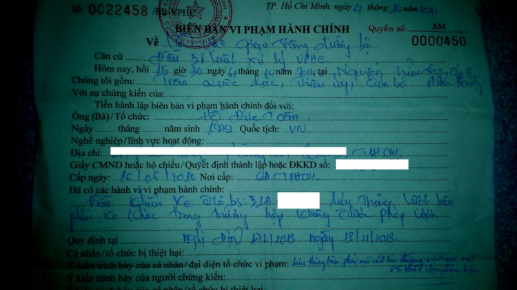 Tại sao CSGT thường không cho ghi ý kiến vào biên bản Tại sao CSGT thường không cho ghi ý kiến vào biên bản
