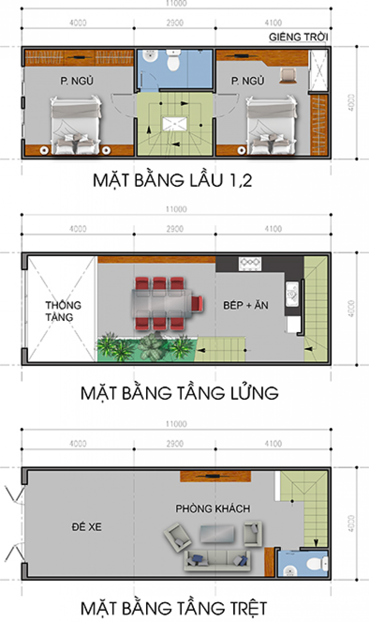 Tư vấn xây nhà 44m2 ( 4 x 11 ) Tư vấn xây nhà 44m2 ( 4 x 11 )