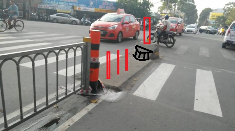 Cục bê tông trên đường Lê Hồng Phong phát huy tác dụng Cục bê tông trên đường Lê Hồng Phong phát huy tác dụng