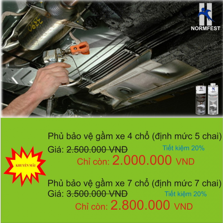 CHUYÊN ĐỒNG SƠN CÁC LOẠI BẢO HIỂM, TT CHĂM SÓC Ô TÔ, NHẬN ĐỘ CÁC LOẠI XE, Phủ gầm Normfest