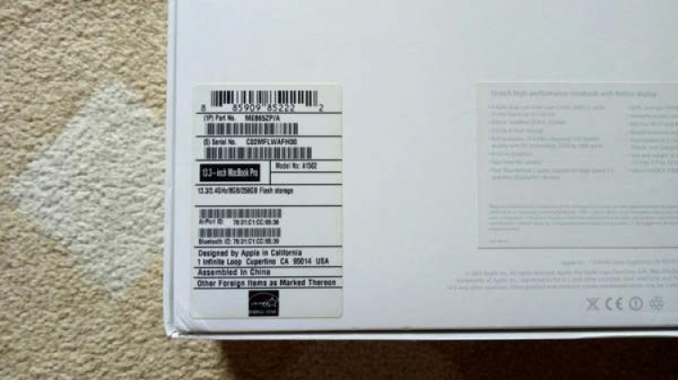 Macbook Pro Retina 13 inch ME865 fullbox, likenew, hàng FPT siêu đẹp