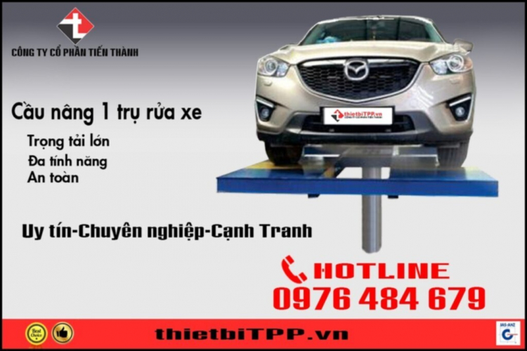 Cầu nâng 1 trụ rửa xe, cầu nâng rửa xe ô tô, cầu nâng ôt ô 1 trụ