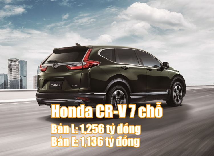 Giá chính thức Honda CR-V 7 chỗ: bản L 1,256 tỷ; bản E 1,136 tỷ; giao xe từ 16/01