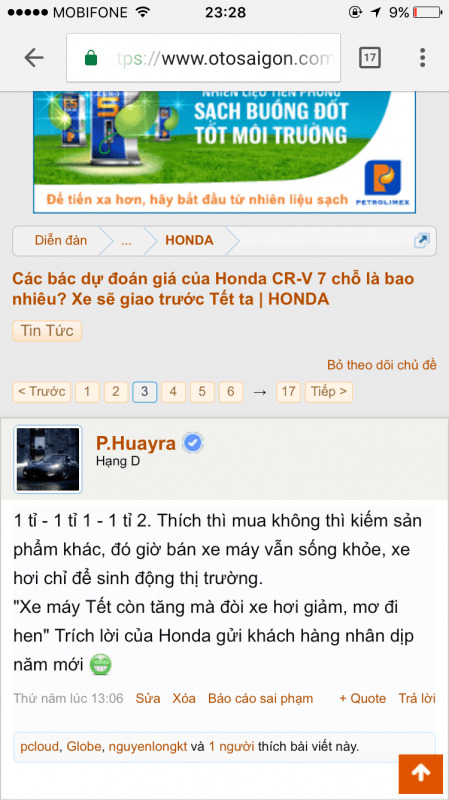 Giá chính thức Honda CR-V 7 chỗ: bản L 1,256 tỷ; bản E 1,136 tỷ; giao xe từ 16/01